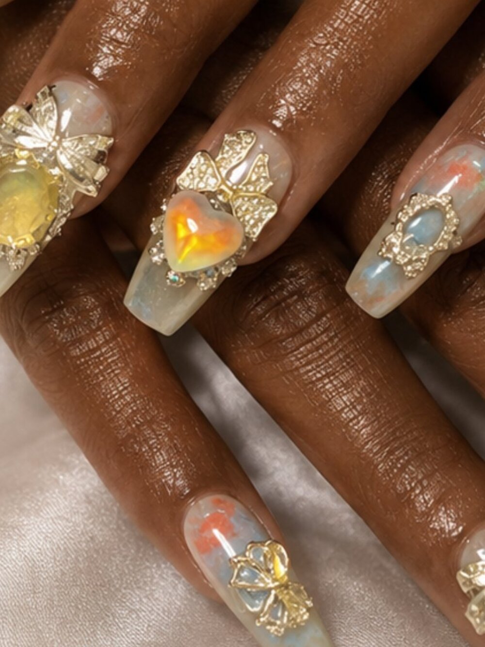 Pastel Fairycore Press-On Nails | Heart & Butterfly 3D Nail Art